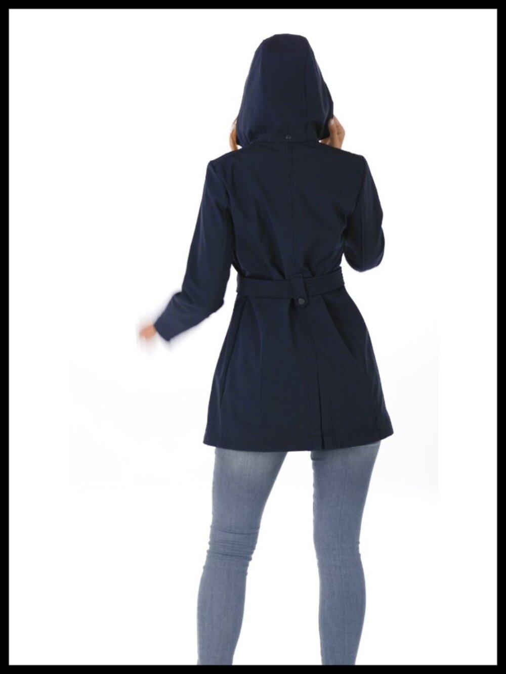 Soft Shell Trench Coat Water Resistant Detachable Hood Belted - Picture 5 of 5